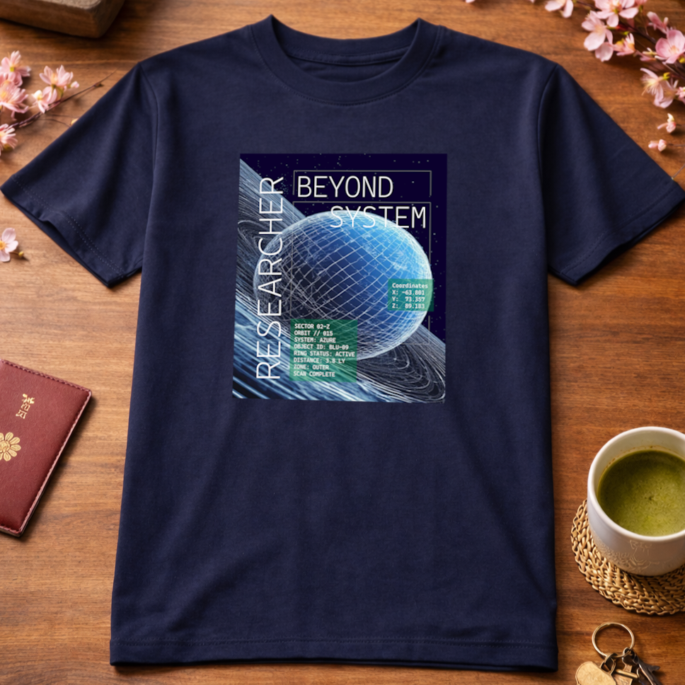 T-Shirt Relaxed Fit Blue Planet Gravity Field Comic Science-Fiction
