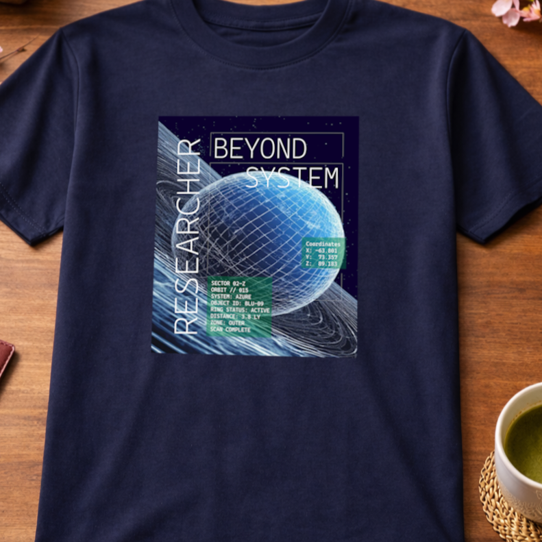 T-Shirt Relaxed Fit Blue Planet Gravity Field Comic Science-Fiction