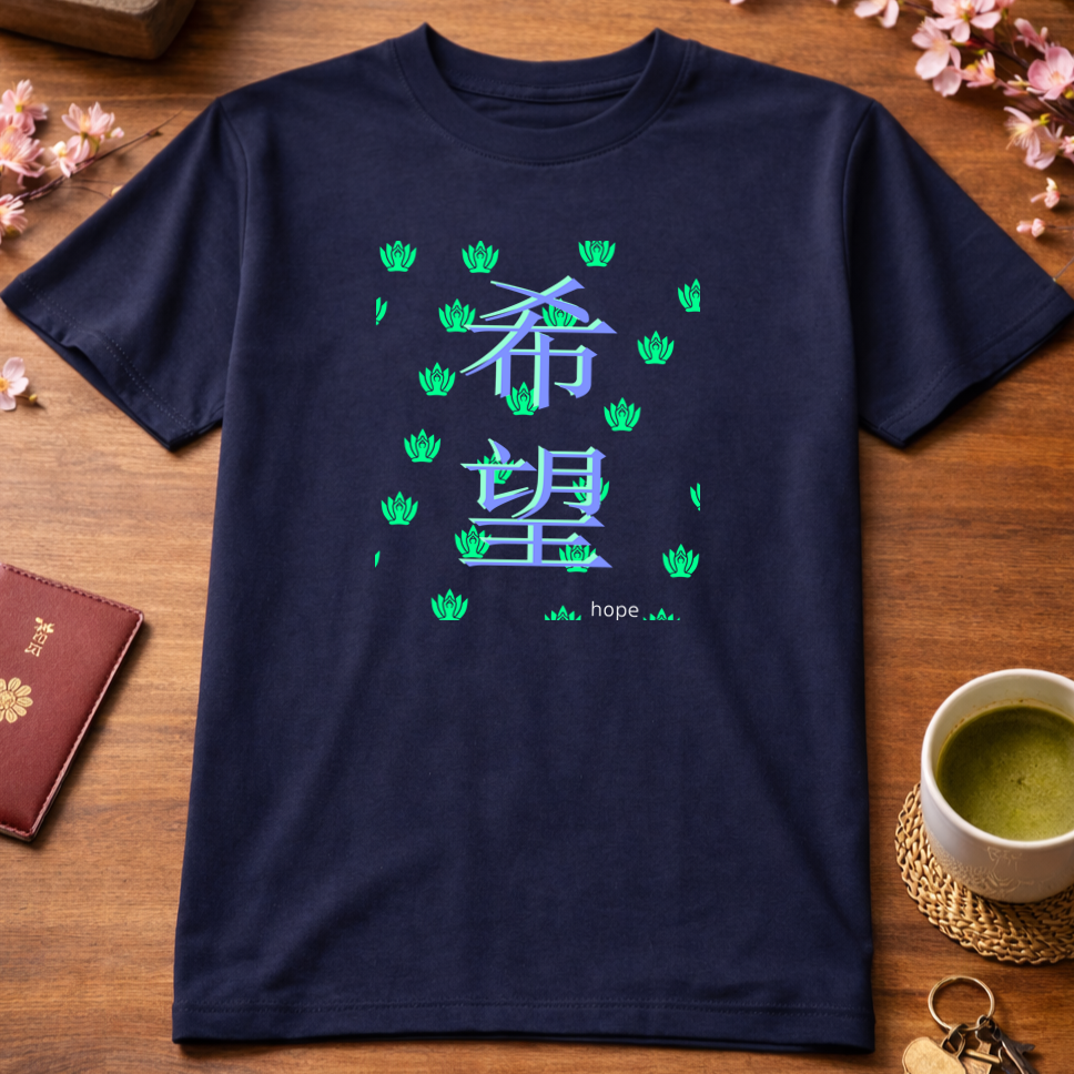T-Shirts Relaxed Japanese Character Kanji Hope Buddha Meditation