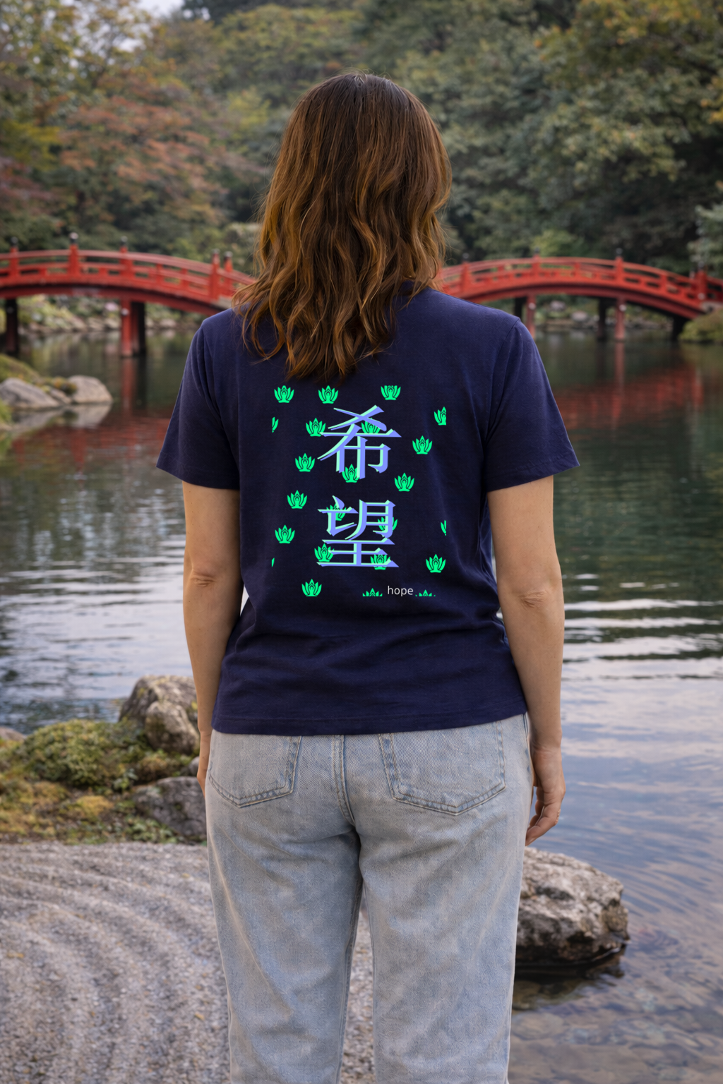 T-Shirts Relaxed Japanese Character Kanji Hope Buddha Meditation