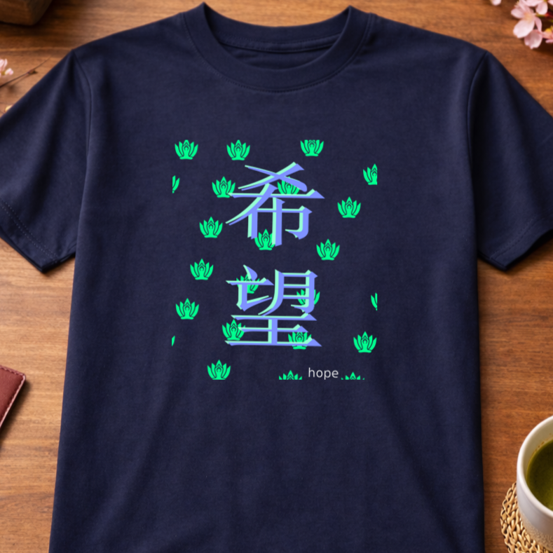 T-Shirts Relaxed Japanese Character Kanji Hope Buddha Meditation