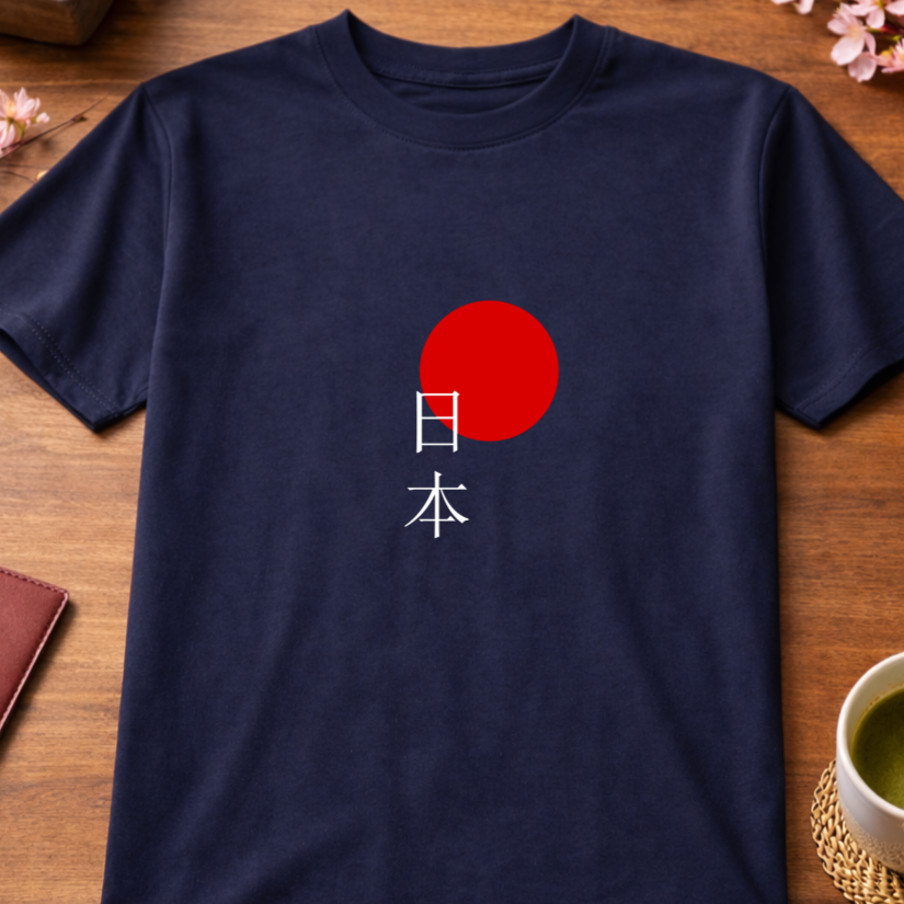T-Shirt Relaxed Japanese Character Kanji Nihon Japan Red Sun
