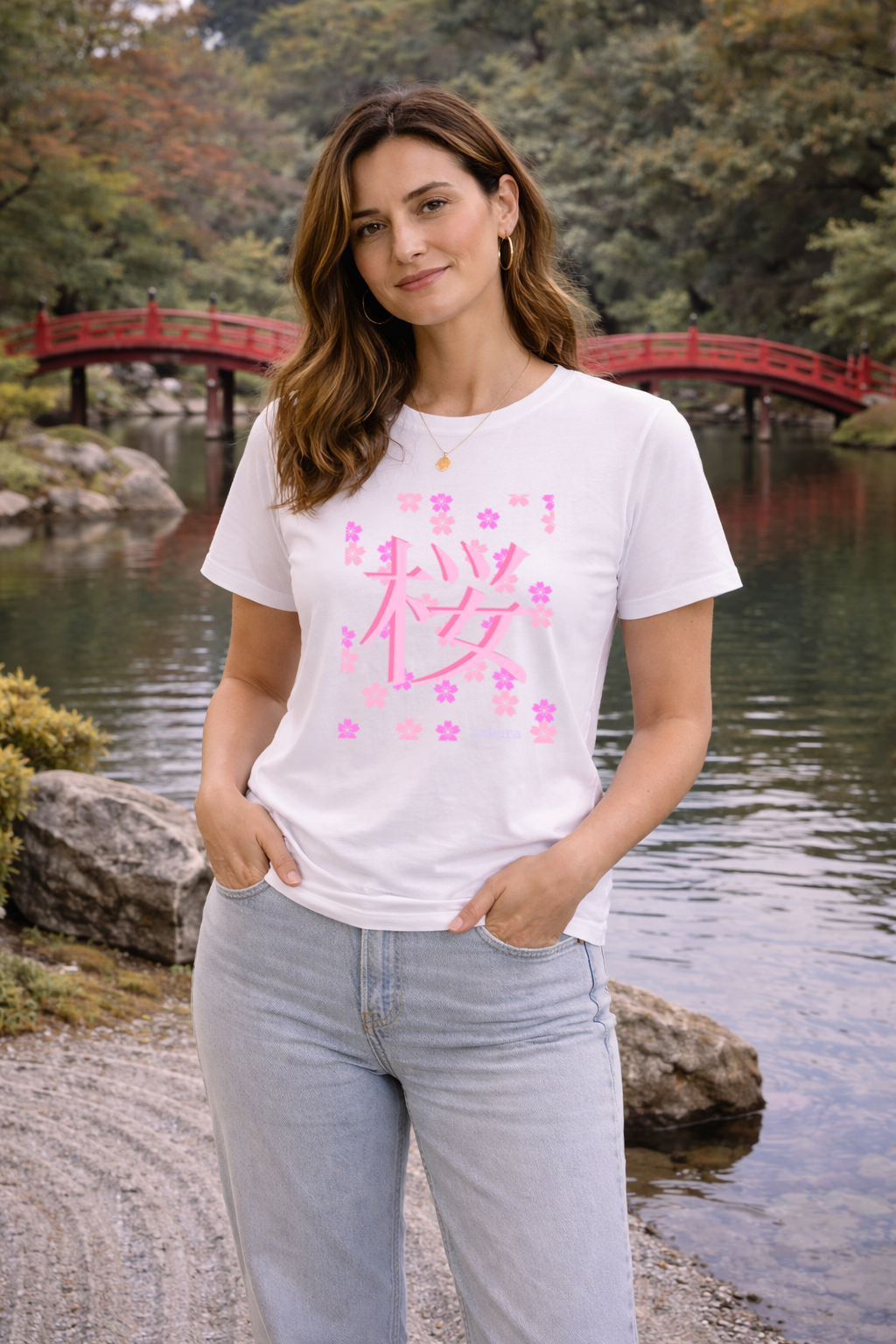 T-Shirt Relaxed Japanese Character Kanji Flower Sakura Cherry Blossom Mono