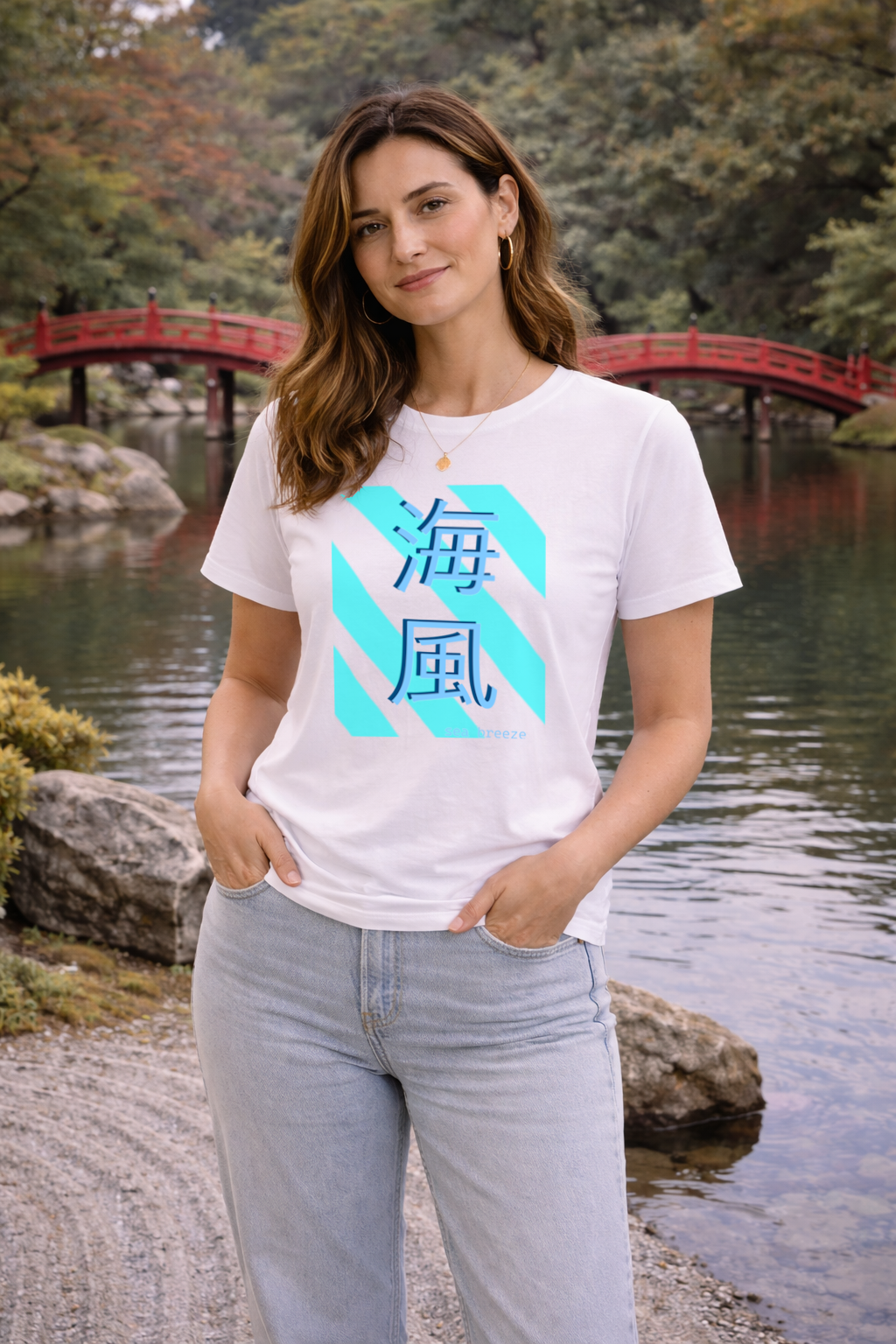 T-Shirts Relaxed Japanese Character Kanji Sea Breeze 2
