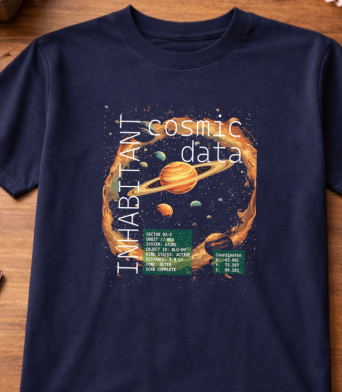T-Shirts Relaxed Fit Unverse Yellow Galaxy Planets Comic