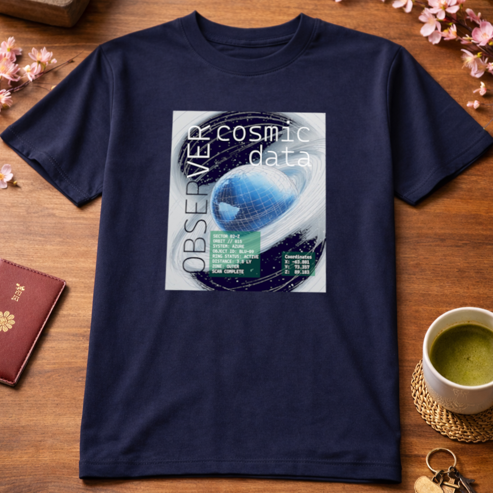 T-Shirt Relaxed Fit White Cosmic Storm Blue Planet Comic Science Fiction